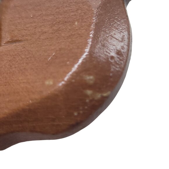 Vtg Hand-Carved Wooden Elephant Pin Brooch With Painted Details Lucky Trunk Up - Picture 5 of 9